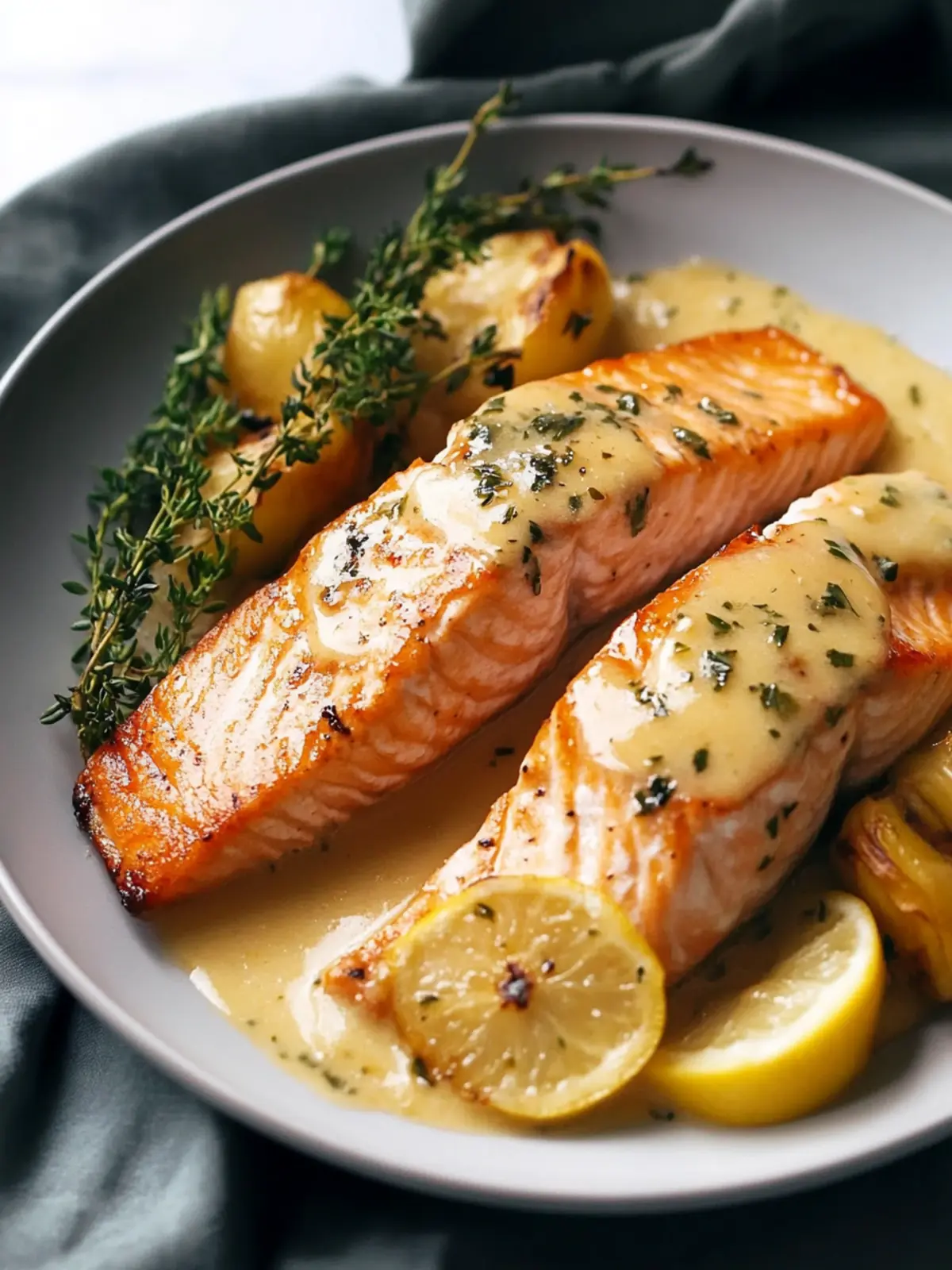 Baked Salmon with Amazing Lemon Sauce
