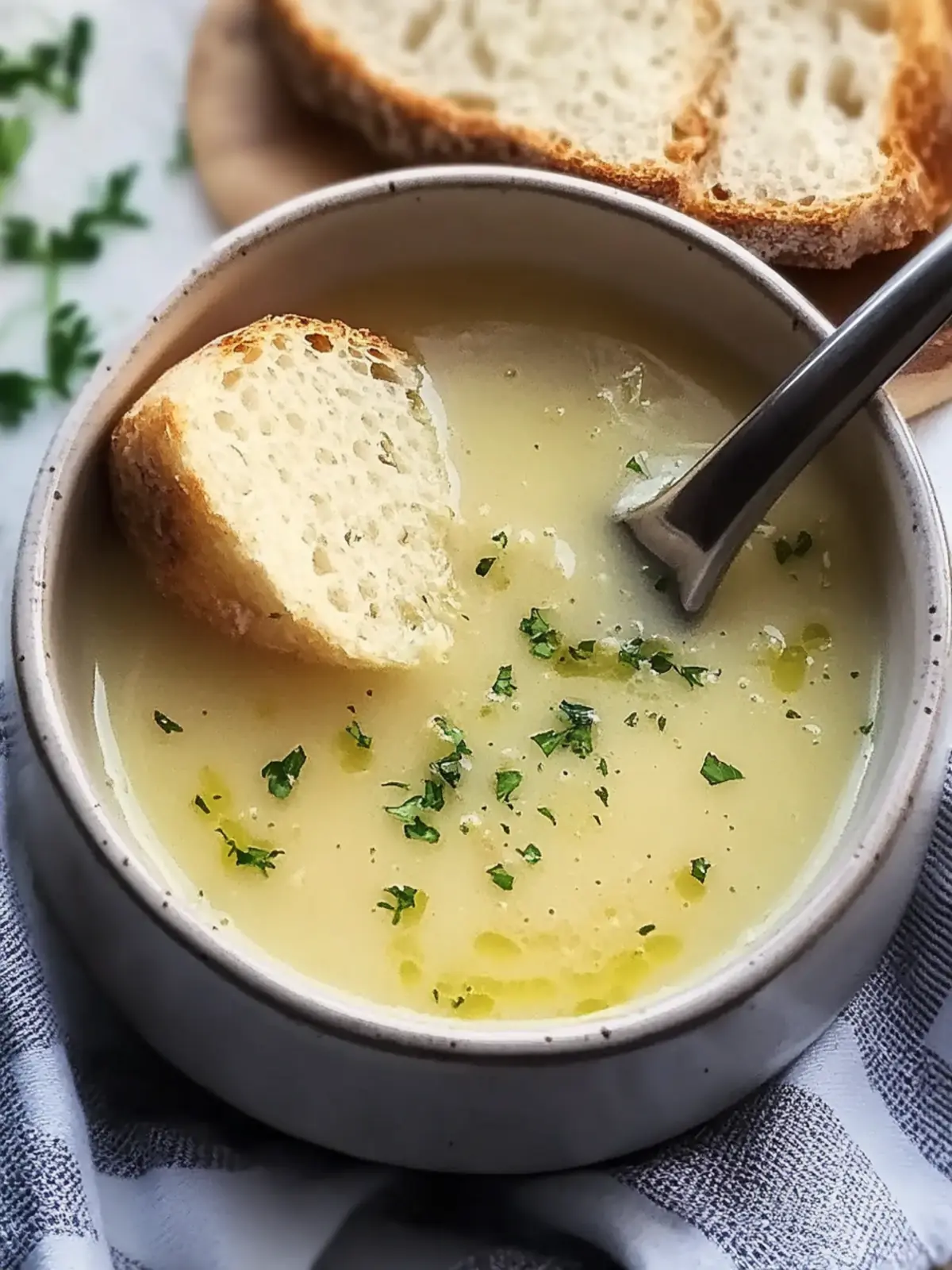 Traditional Country French Style Garlic Soup