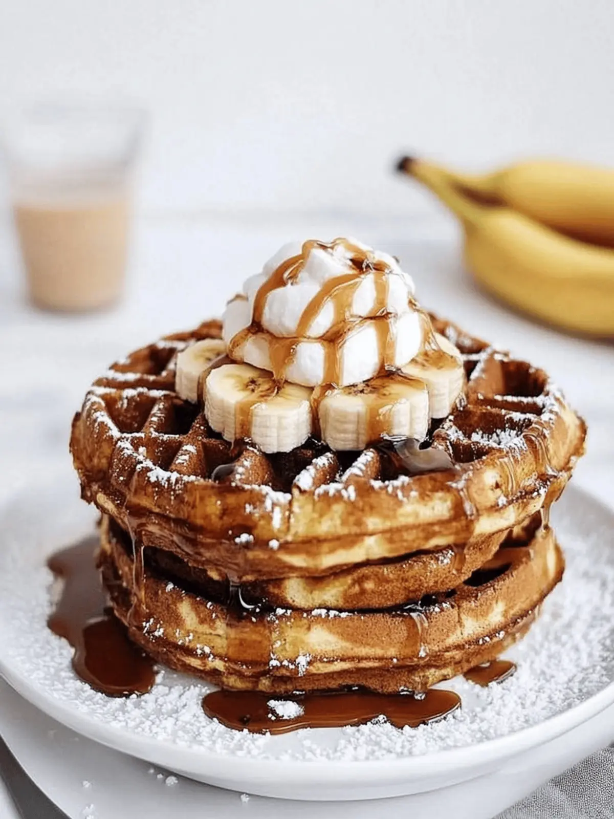 caramelized coconut banana bread waffle french toast