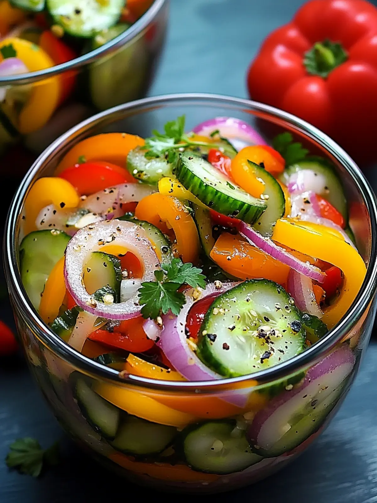 Pickled Cucumber, Onion, and Bell Pepper Salad