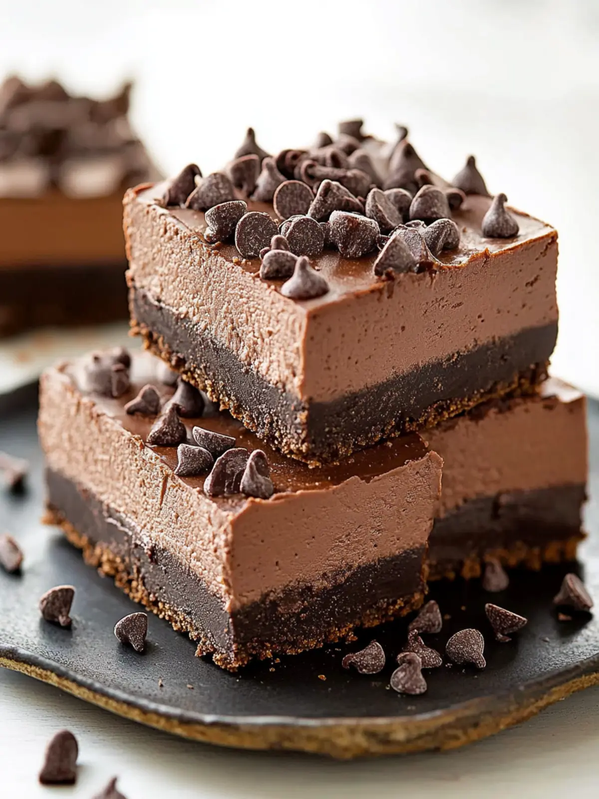 Death-By-Chocolate No Bake Cheesecake Bars