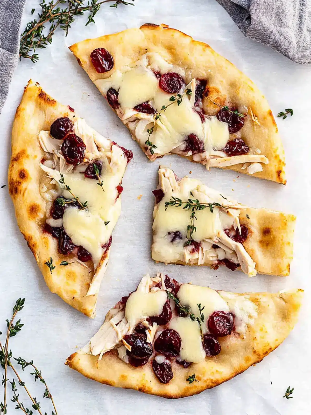 Savory Turkey Cranberry and Brie Naan Pizza Bliss 2 Turkey Cranberry and Brie Naan Pizza