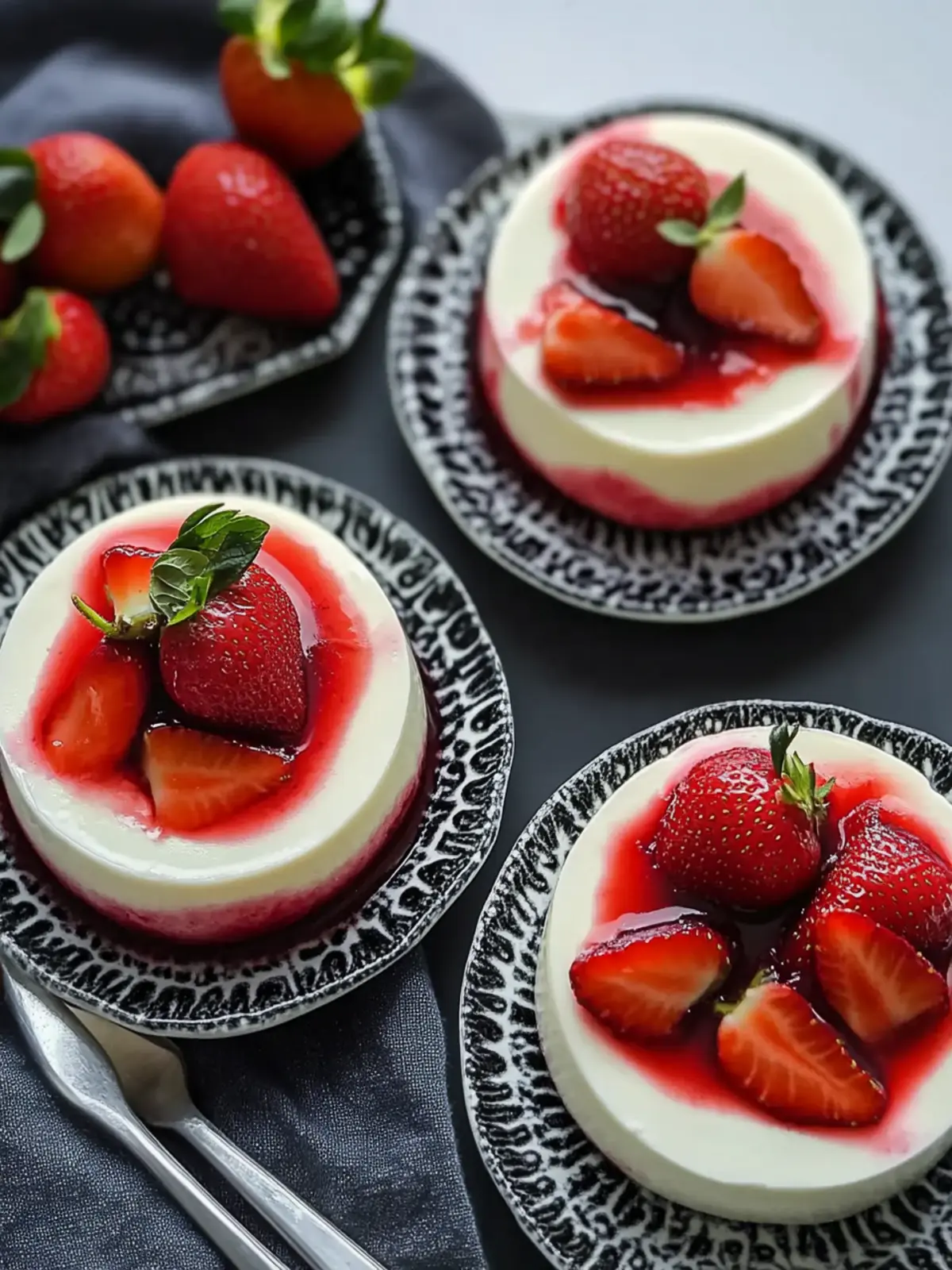 White Chocolate Panna Cotta with Stewed Strawberries- Strawberry desserts for Valentine's day