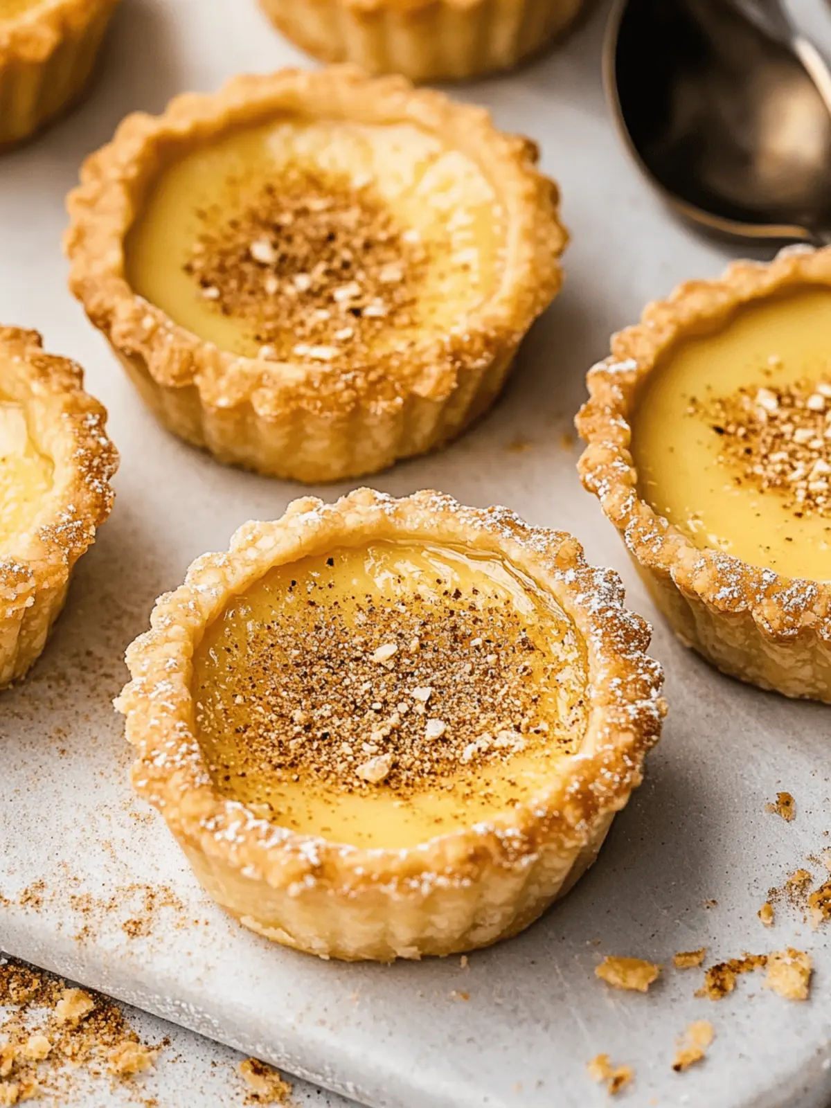 Vegan custard tarts with nutmeg