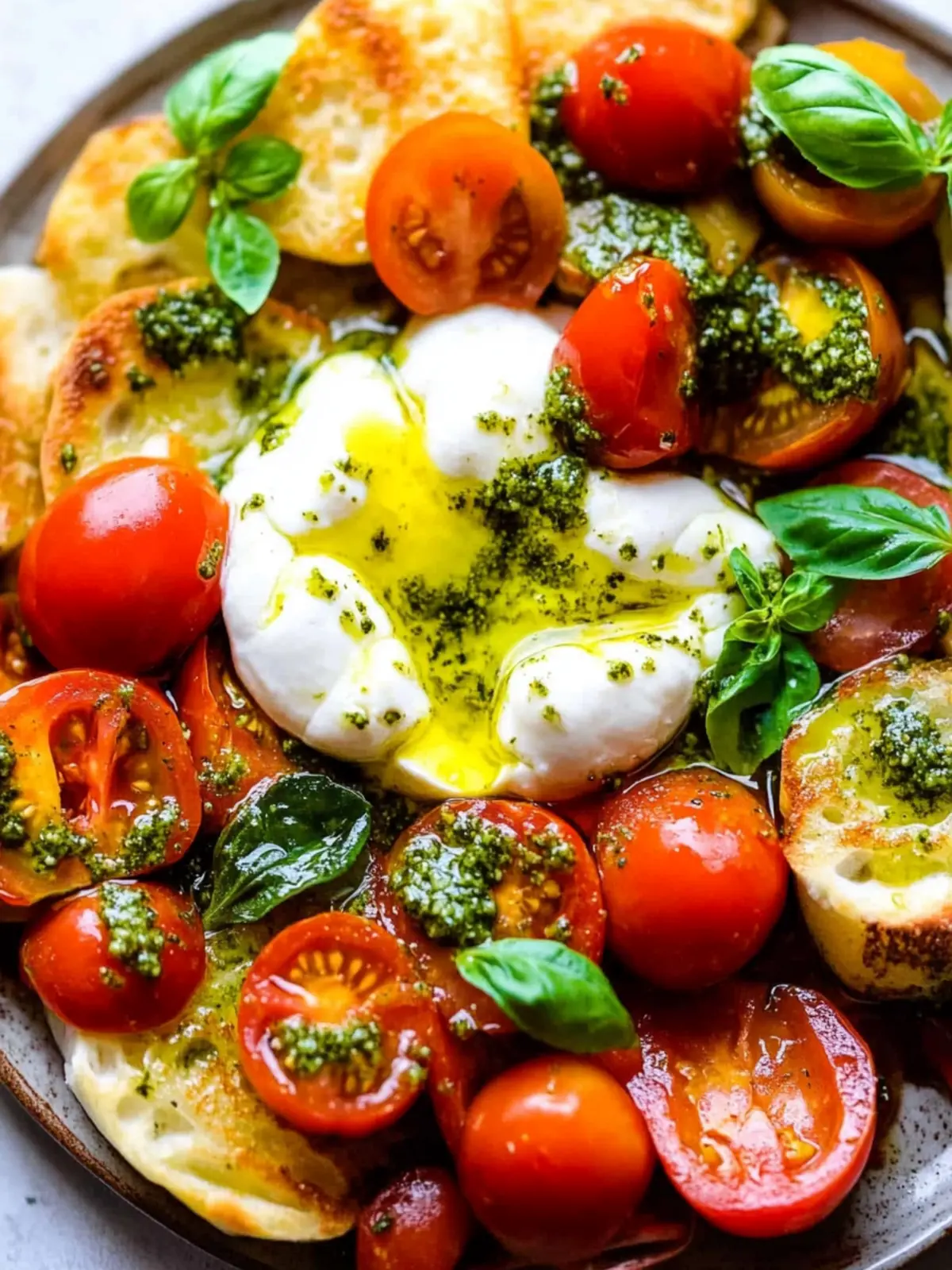 Burrata with Tomatoes & Pesto: An Irresistible Toast Delight 4 Burrata with Tomatoes & Pesto