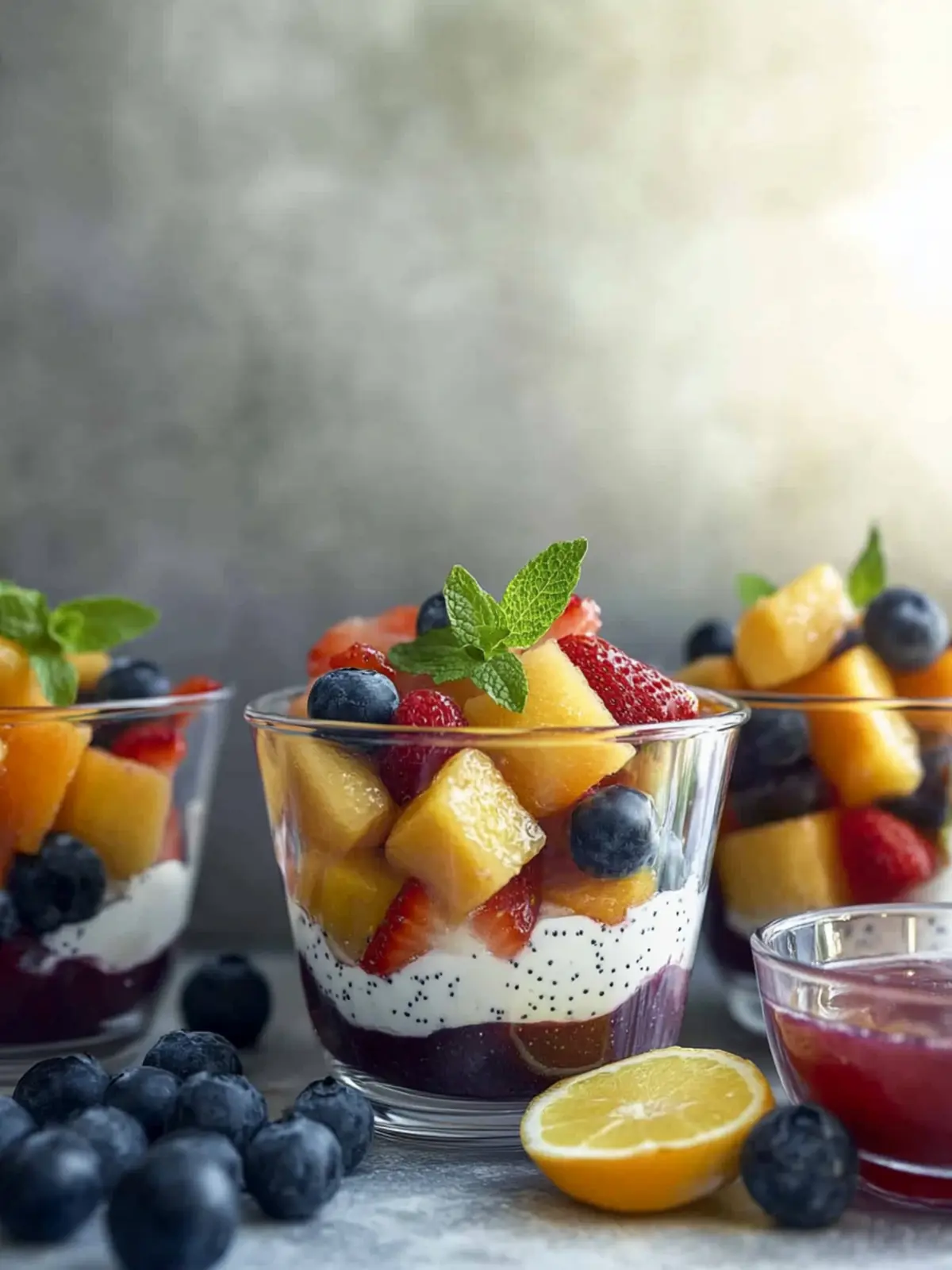 Summer Fruit Salad with Citrus Poppy Seed Yogurt