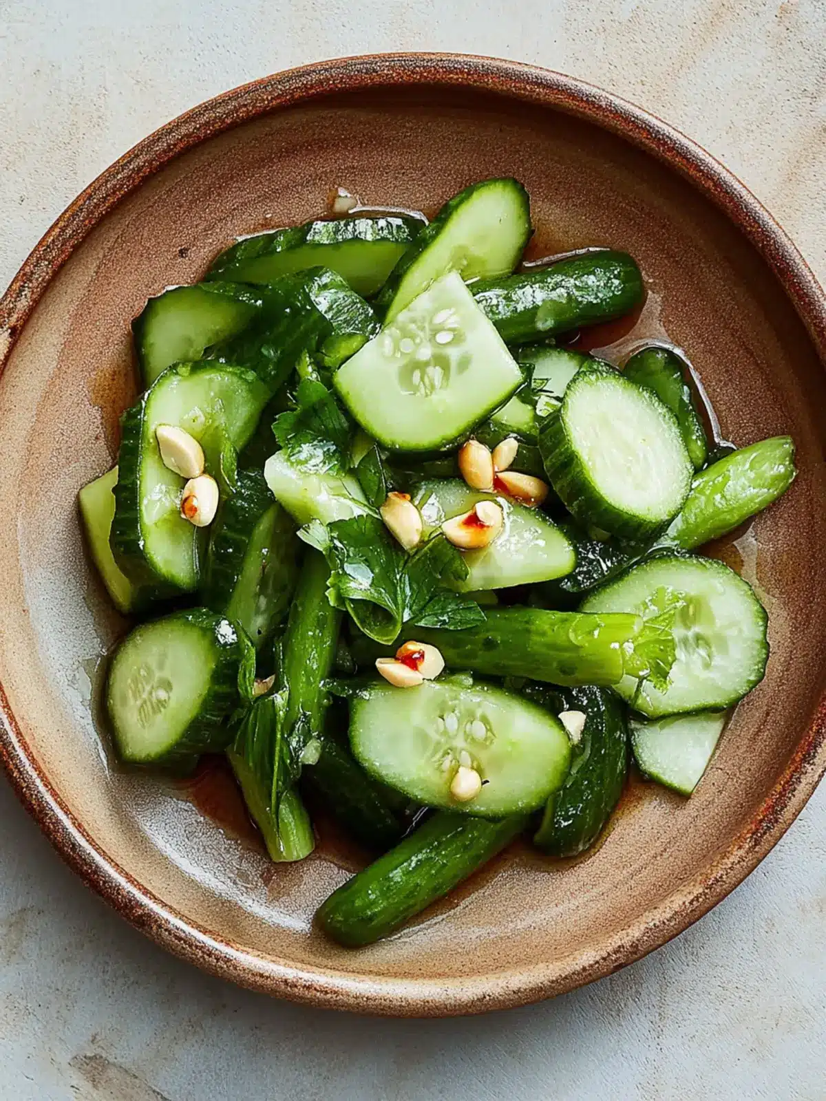 Smashed Cucumber Salad with Hot Vinegar