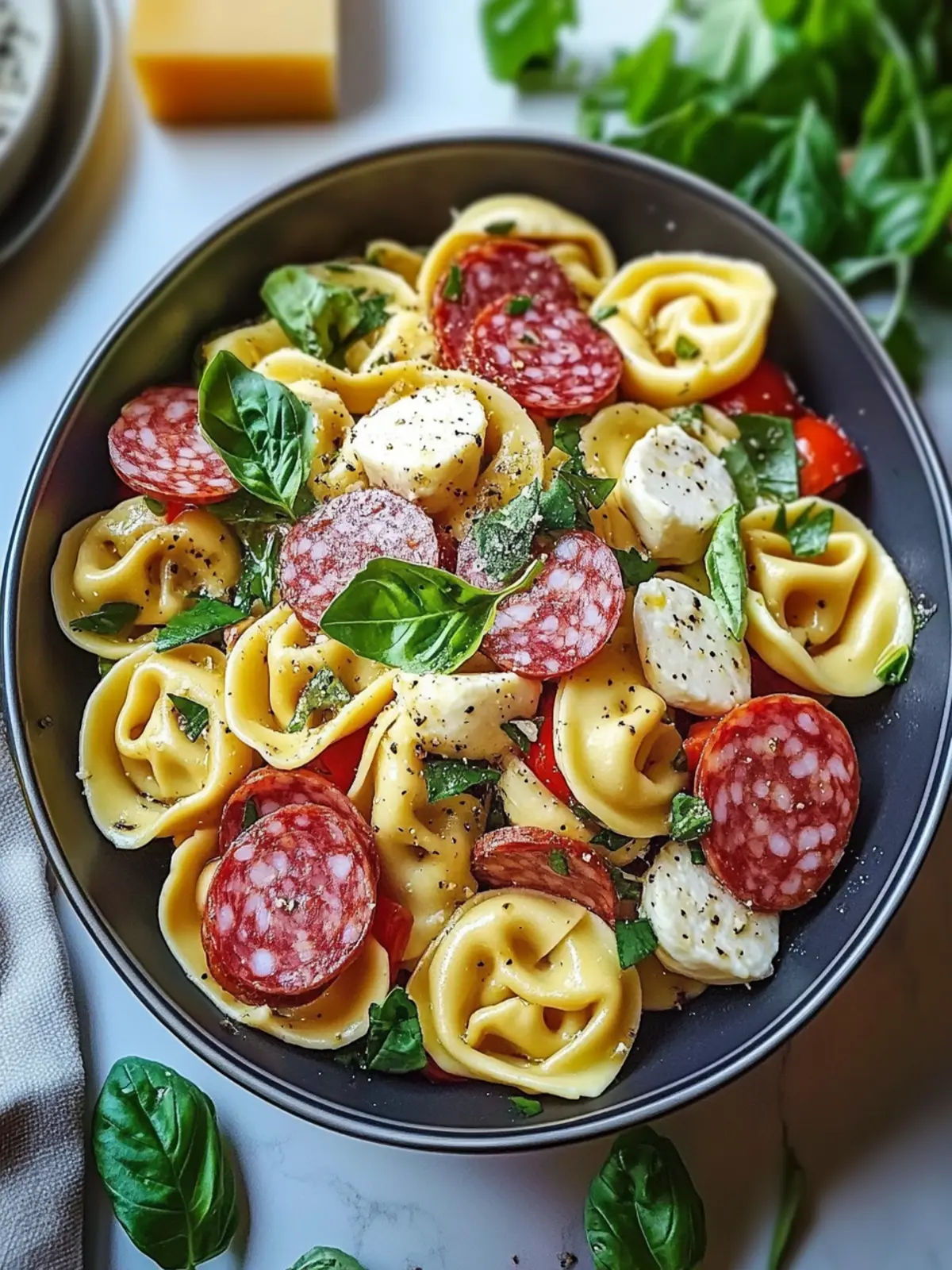 Salami-Mozzarella Tortellini Pasta Salad